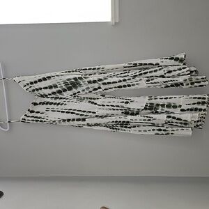 Earthbound Nwots Sz Large Green And White Tie Dye Wide Leg Flowy Pants